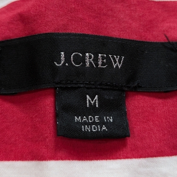 J Crew red white striped cotton 1/3 button up shirt M - Picture 7 of 8
